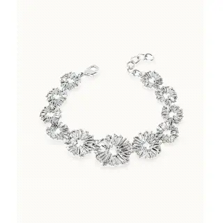 PULSERA FLORES 17+3CM PLATEADA                                                                      