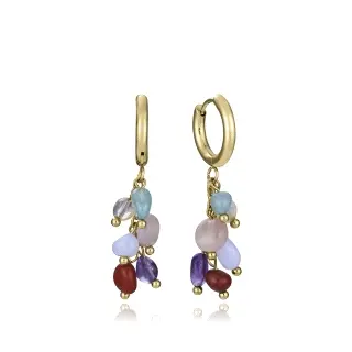 PEND ACERO IP DORADO PIEDRAS NAT SRA FASHION                                                        