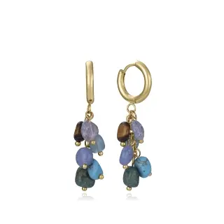 PEND ACERO IP DORADO PIEDRAS NAT SRA FASHION                                                        