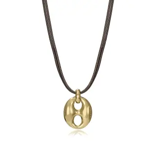 COLLAR ACERO IP PIEL MARRON SRA FASHION                                                             