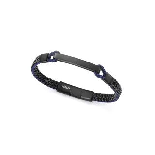 PULS ACERO IP NEGRO Y PIEL AZUL SR FASHION                                                          