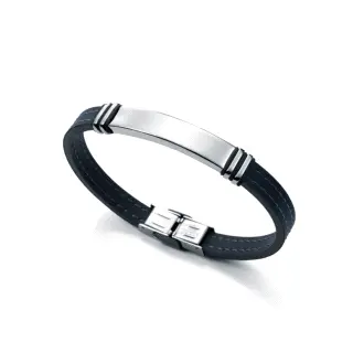 PULSERA  ACERO Y CAUCHO NEGRO SR FASHION                                                            