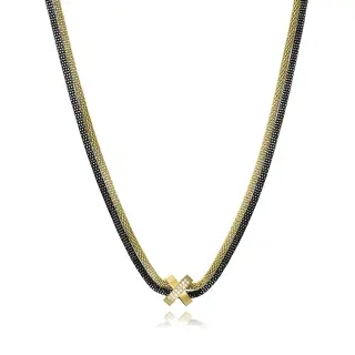 COLLAR ACERO IP DORADO Y NEGRO CIRC SRA FSHN                                                        