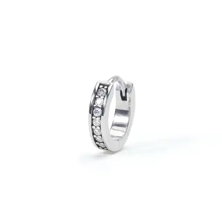 Orecchino in argento 925/ooo rodiato ¥ esterno 13.15 mm con zirconi bi                              