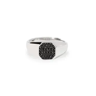 Anillo de plata 925/ rodiada con circonitas negras ¥ 1.25 mm, talla                              
