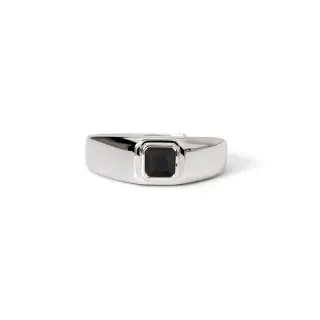 Anillo de plata 925 rodiada con circonita negra 5x5 mm, talla ajus                                  