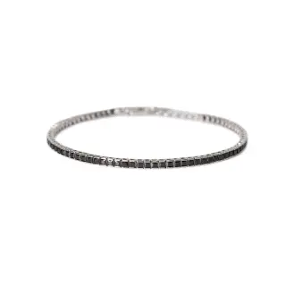 Pulsera de tenis de plata 925/ooo rodiada con circonitas negras 2x2 mm