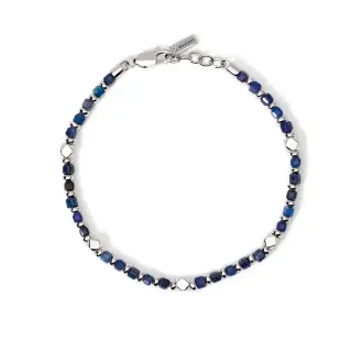 Pulsera de plata 925/ooo rodiada con cubitos de sodalita azul 3x3 mm y