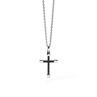 Collar de plata 925/ rodiada con cadena cable 1 mm, colgante cruz 1                              