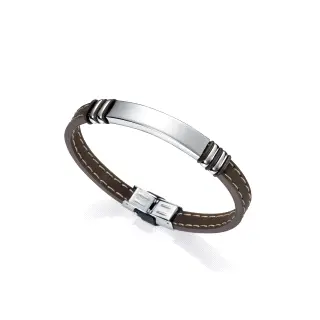 PULSERA ACERO Y CAUCHO MARRON SR FASHION