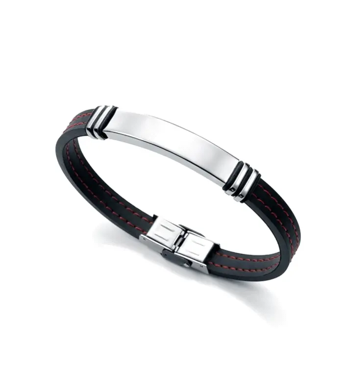 PULSERA  ACERO Y CAUCHO NEGRO SR FASHION                                                            