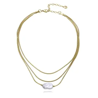 COLLAR ACERO IP DORADO PERLA NAT SRA FASHION                                                        