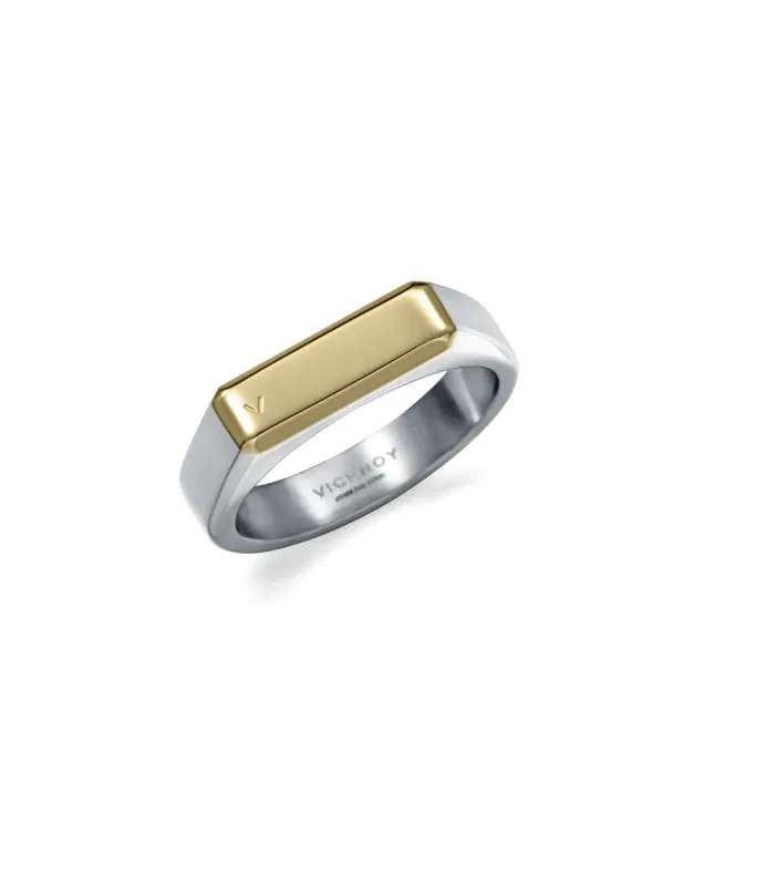 ANILLO ACERO E IP DORADO SELLO SR FASHION                                                           