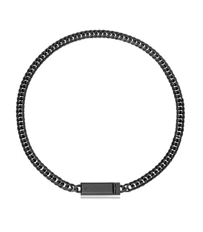 COLLAR ACERO IP NEGRO PLACA SR FASHION                                                              