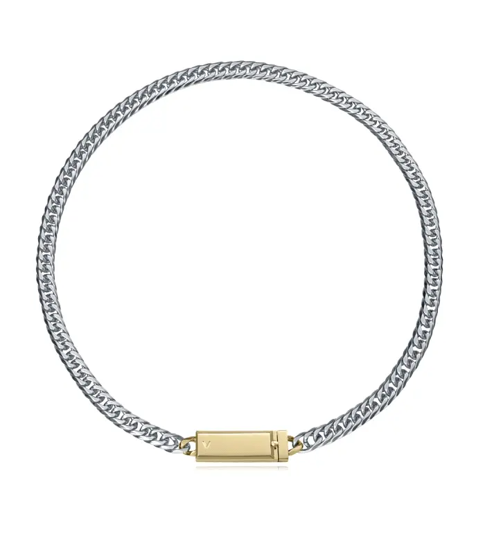 COLLAR ACERO E IP DORADO PLACA SR FASHION                                                           