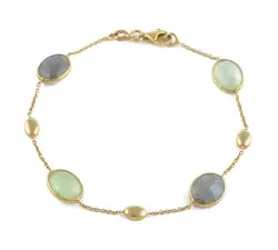 PULSERA ORO18K PREHNITA/LABRADORITA