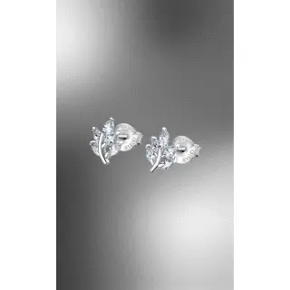 LOTUS SILVER PENDIENTE SRA.HOJA.CIRCONI