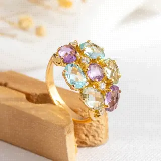 ANILLO ORO ROSA MULTIPIEDRAS                                                                        