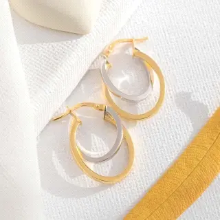 PENDIENTES BICOLOR ORO18K                                                                           